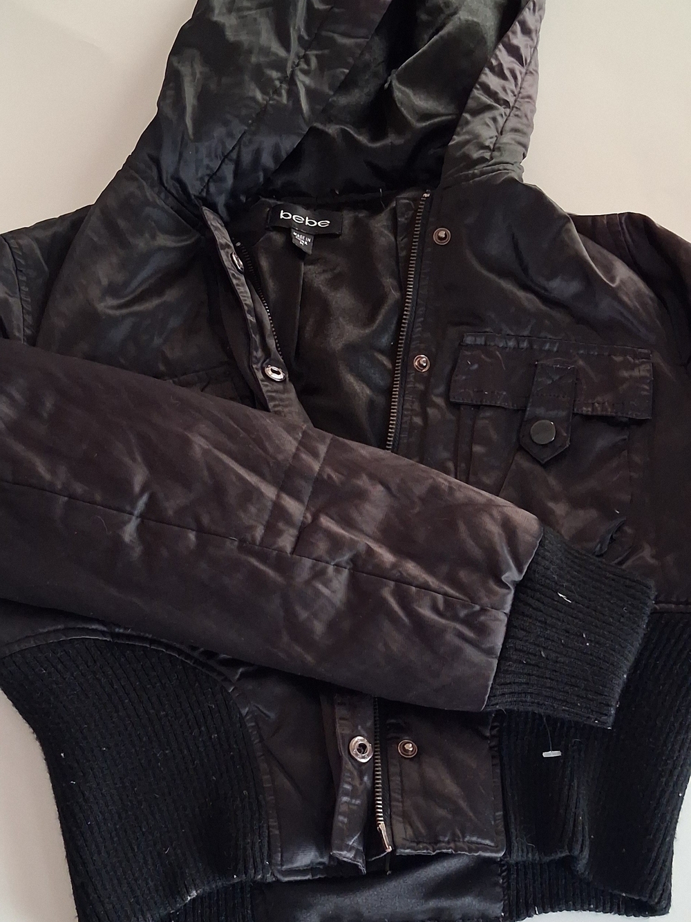 bebe Girls Black Hooded Puffer Jacket